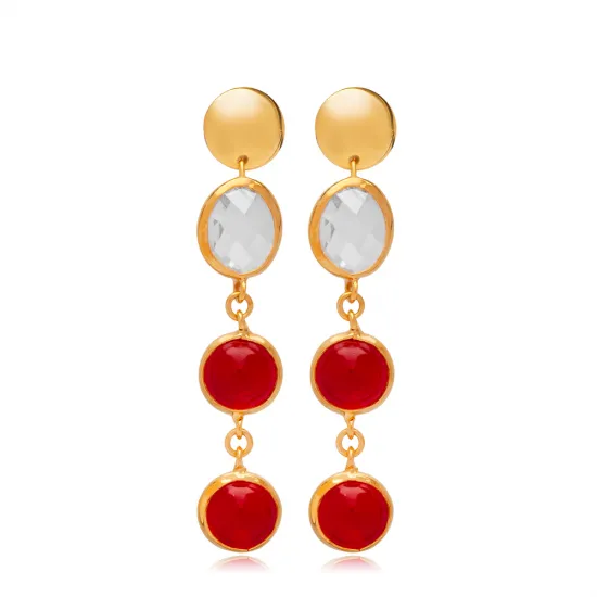 Ruby Round and Oval Stud Silver Earrings Ruby Round and Oval Stud Silver Earrings