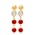 Ruby Round and Oval Stud Silver Earrings