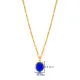 Sapphire Quartz Oval 22K Gold Bezel Silver Charm Necklace Sapphire Quartz Oval 22K Gold Bezel Silver Charm Necklace