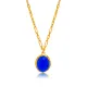 Sapphire Quartz Oval 22K Gold Bezel Silver Charm Necklace Sapphire Quartz Oval 22K Gold Bezel Silver Charm Necklace