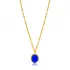 Sapphire Quartz Oval 22K Gold Bezel Silver Charm Necklace