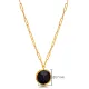Silvery Navy Blue Quartz Round Bezel Silver Necklace