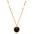Silvery Navy Blue Quartz Round Bezel Silver Necklace