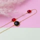 Black And Ruby Quartz Round Bezel 925 Silver Necklace | 925 Sterling Silver Wholesale | Sade Silver Black And Ruby Quartz Round Bezel 925 Silver Necklace - Sade 925 Silver Jewelry