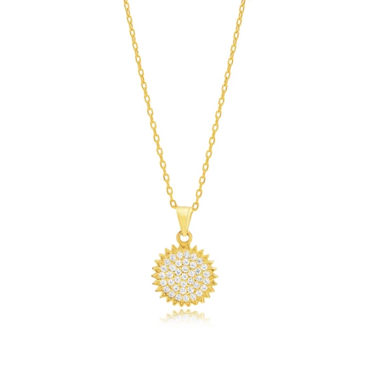 Round Sun CZ 925 Sterling Silver Necklace Round Sun CZ 925 Sterling Silver Necklace