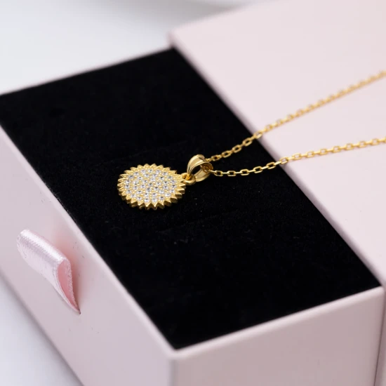 Round Sun CZ 925 Sterling Silver Necklace Round Sun CZ 925 Sterling Silver Necklace