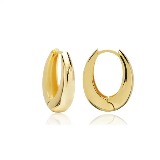 Turkish Plain Oval 925 Sterling Silver Earrings Turkish Plain Oval 925 Sterling Silver Earrings