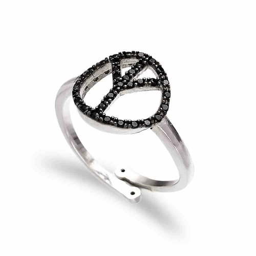 Turkish Black CZ Adjustable Sterling Silver Ring Turkish Black CZ Adjustable Sterling Silver Ring