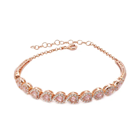 Pink CZ Heart 925 Sterling Silver Bracelet Pink CZ Heart 925 Sterling Silver Bracelet