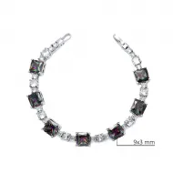 Mystic Topaz CZ Stone Shiny Stone Silver Tennis Bracelet
