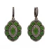 925 Sterling Silver Oval Emerald CZ Dangle Earrings