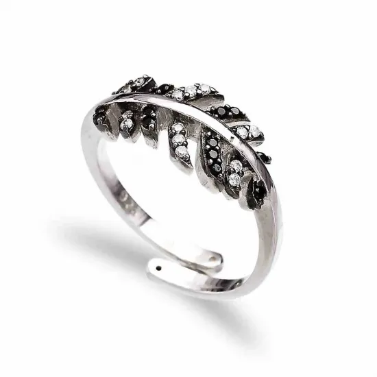 Turkish Leaf Shape CZ Adjustable Sterling Silver Ring Turkish Leaf Shape CZ Adjustable Sterling Silver Ring