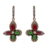 Flower Emerald Garnet CZ Dangle 925 Silver Earrings