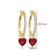 Garnet CZ Heart Women 925 Sterling Silver Earrings Garnet CZ Heart Women 925 Sterling Silver Earrings