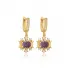 Round Amethyst CZ Dangle 925 Sterling Silver Earrings