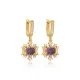 Round Amethyst CZ Dangle 925 Sterling Silver Earrings Round Amethyst CZ Dangle 925 Sterling Silver Earrings