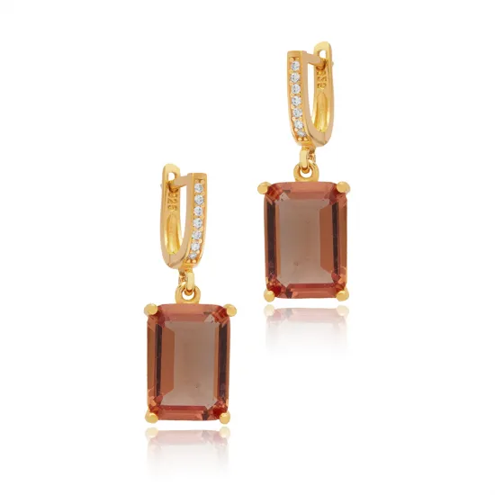 Zultanite Stone Rectangle Shape 925 Silver Dangle Earrings