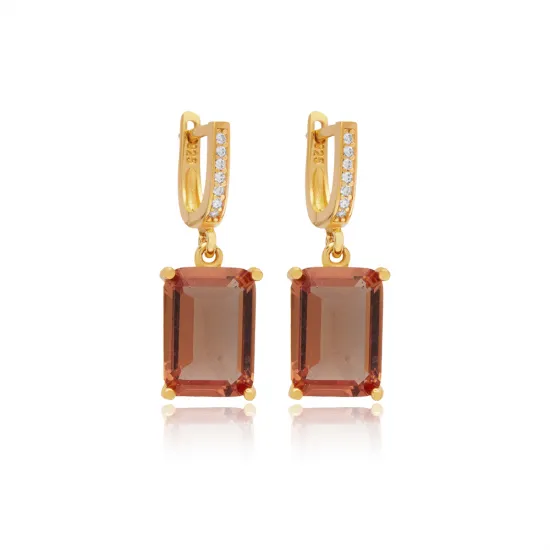 Zultanite Stone Rectangle Shape 925 Silver Dangle Earrings