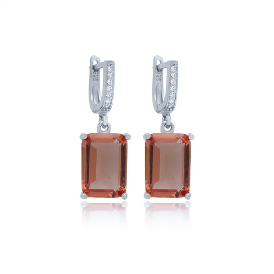 Zultanite Stone Rectangle Shape 925 Silver Dangle Earrings