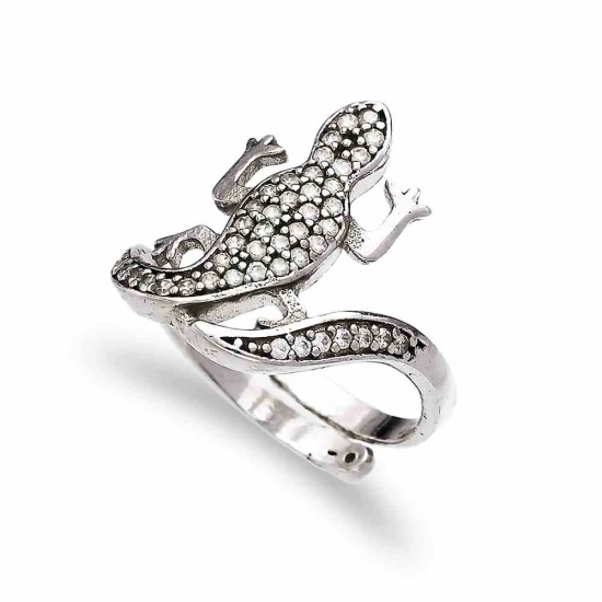Turkish Lizard Shape Adjustable Sterling Silver Ring - Sade 925 Silver Jewelry