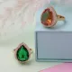 Emerald CZ Pear Shape Silver Cluster Women Ring Emerald CZ Pear Shape Silver Cluster Women Ring