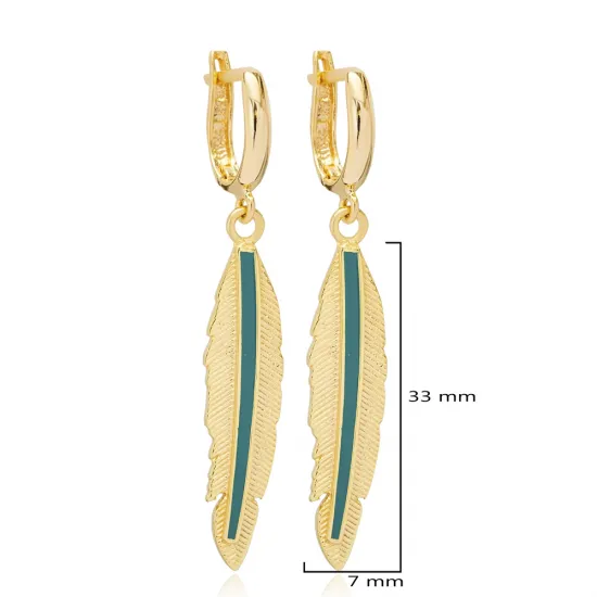 Feather Design Enamel Wholesale 925 Silver Dangle Earrings