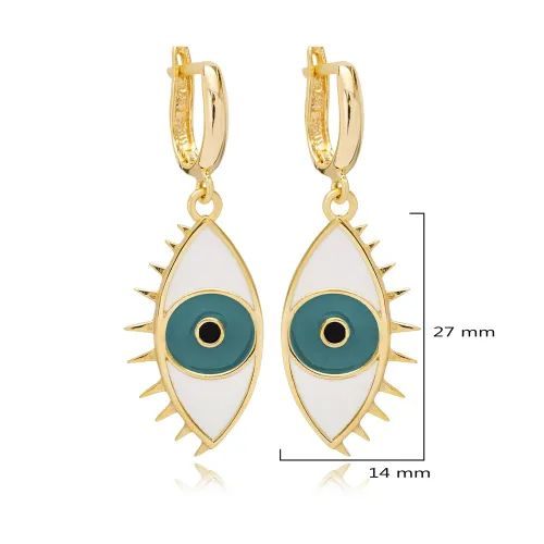 Evil Eye Shape Enamel Dangle Sterling Silver Earrings Evil Eye Shape Enamel Dangle Sterling Silver Earrings