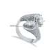 Clear CZ Oval Twin Halo Open Adjustable 925 Silver Ring Clear CZ Oval Twin Halo Open Adjustable 925 Silver Ring