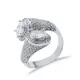 Clear CZ Oval Twin Halo Open Adjustable 925 Silver Ring Clear CZ Oval Twin Halo Open Adjustable 925 Silver Ring