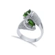 Emerald CZ Rectangle Pear Open Adjustable Silver Ring | 925 Sterling Silver Wholesale | Sade Silver Emerald CZ Rectangle Pear Open Adjustable Silver Ring - Sade 925 Silver Jewelry