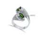Emerald CZ Rectangle Pear Open Adjustable Silver Ring Emerald CZ Rectangle Pear Open Adjustable Silver Ring