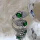 Emerald CZ Rectangle Pear Open Adjustable Silver Ring Emerald CZ Rectangle Pear Open Adjustable Silver Ring
