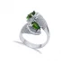 Emerald CZ Rectangle Pear Open Adjustable Silver Ring