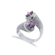 Amethyst CZ Round Stony Cluster Adjustable Silver Ring - Sade 925 Silver Jewelry