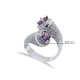 Amethyst CZ Round Stony Cluster Adjustable Silver Ring - Sade 925 Silver Jewelry