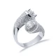 Clear CZ Round Stony Cluster Adjustable 925 Silver Ring Clear CZ Round Stony Cluster Adjustable 925 Silver Ring