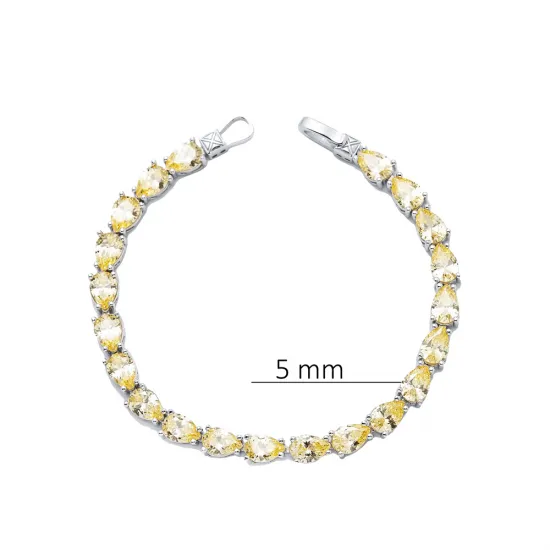 Pear Shape Citrine CZ Stones Sterling Silver Tennis Bracelet Pear Shape Citrine CZ Stones Sterling Silver Tennis Bracelet