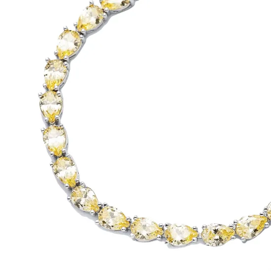 Pear Shape Citrine CZ Stones Sterling Silver Tennis Bracelet Pear Shape Citrine CZ Stones Sterling Silver Tennis Bracelet