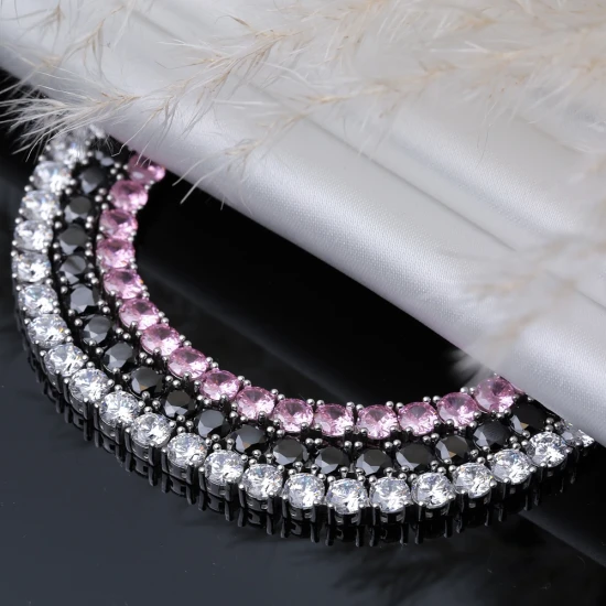 Round Shape CZ Stones Tennis Sterling Silver Bracelet Round Shape CZ Stones Tennis Sterling Silver Bracelet