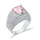 Heart Shape Pink CZ Stones Stony Cluster Silver Ring Heart Shape Pink CZ Stones Stony Cluster Silver Ring