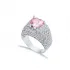 Heart Shape Pink CZ Stones Stony Cluster Silver Ring