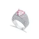 Heart Shape Pink CZ Stones Stony Cluster Silver Ring Heart Shape Pink CZ Stones Stony Cluster Silver Ring