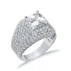 Square Shape CZ Stones Stony Cluster 925 Silver Ring