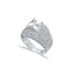 Square Shape CZ Stones Stony Cluster 925 Silver Ring