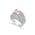 Square Shape Pink CZ Stones Stony Cluster Silver Ring
