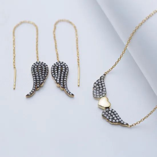 Wing Design Turkish Wholesale Silver Threader Chain Earring