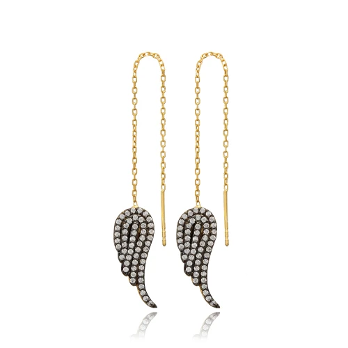 Wing Threader Chain 925 Sterling Silver Earrings