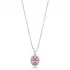 Pink CZ Stones Baguette Oval Silver Charm Necklace