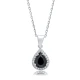 Black CZ Pear 925 Sterling Silver Necklace | 925 Sterling Silver Wholesale | Sade Silver Black CZ Pear 925 Sterling Silver Necklace - Sade 925 Silver Jewelry