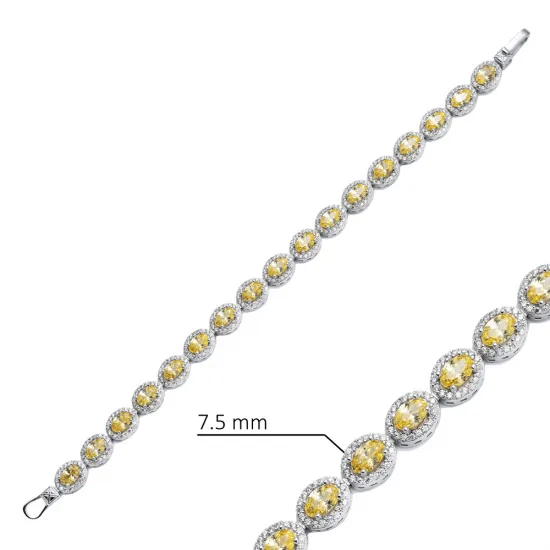 Citrine CZ Oval Tennis 925 Sterling Silver Bracelet Citrine CZ Oval Tennis 925 Sterling Silver Bracelet